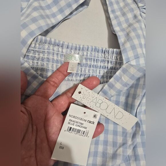 NWT Abound Gingham Puff Sleeves Blue Mini Dress Size Large - Picture 6 of 10